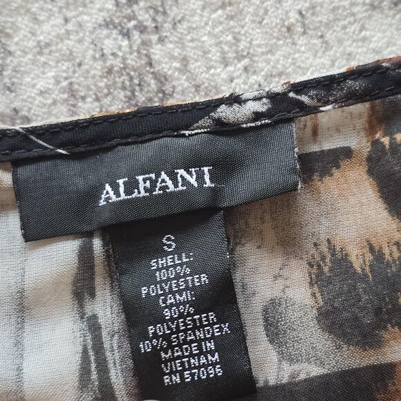 Alfani Blouse Womens Small Animal Print Sheer Flowy Bell Sleeve Top 90s Fairy - Picture 3 of 8